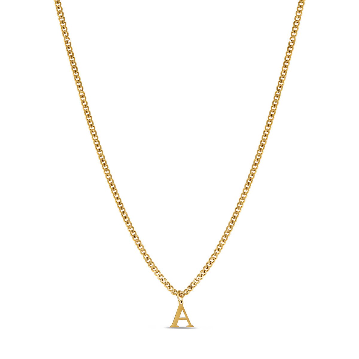 Chain Initial Letter Necklace – 18k Gold Plated