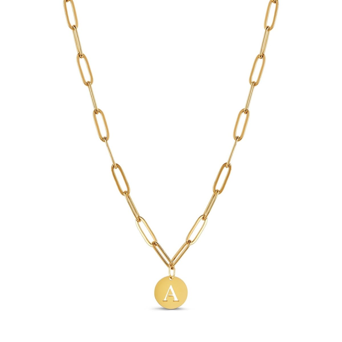 Clip Chain Initial Letter Necklace – 18k Gold Plated