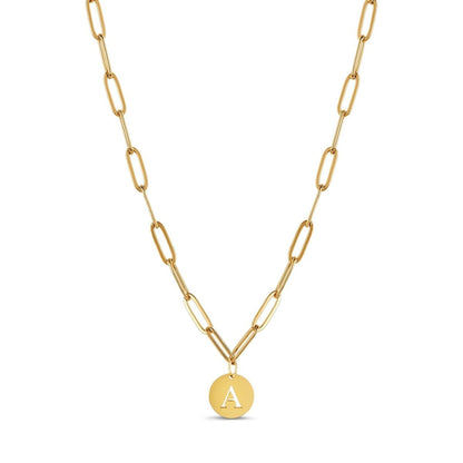 Clip Chain Initial Letter Necklace – 18k Gold Plated