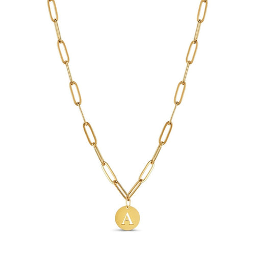 Clip Chain Initial Letter Necklace – 18k Gold Plated