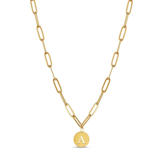 Clip Chain Initial Letter Necklace – 18k Gold Plated