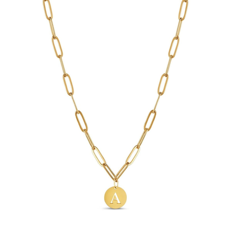 Clip Chain Initial Letter Necklace – 18k Gold Plated