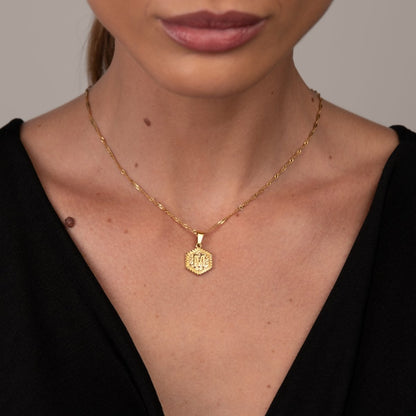 Hex Initial Letter Necklace – 18k Gold Plated