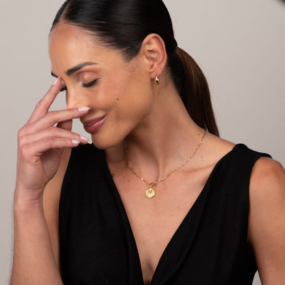 Hex Initial Letter Necklace – 18k Gold Plated