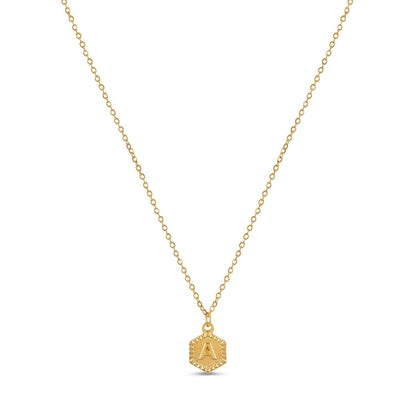 Hex Initial Letter Necklace – 18k Gold Plated