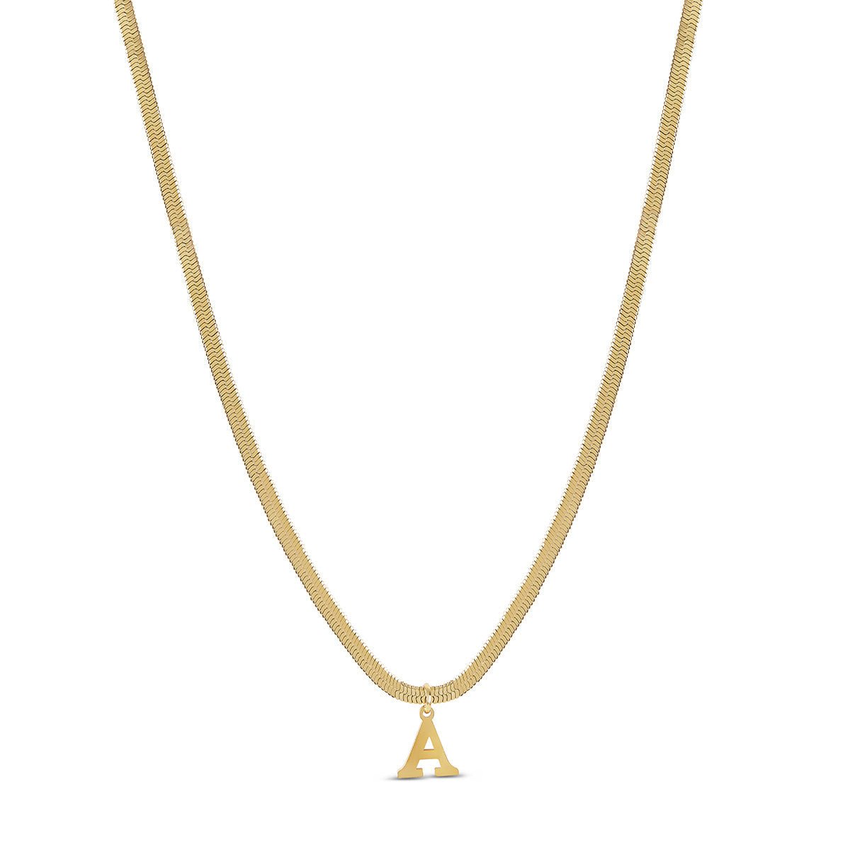 Mesh Chain Initial Letter Necklace – 18k Gold Plated