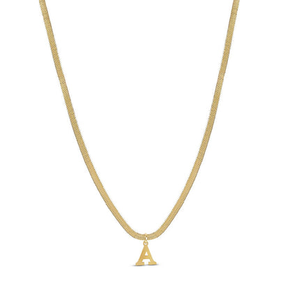 Mesh Chain Initial Letter Necklace – 18k Gold Plated