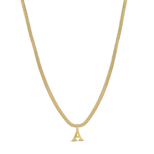 Mesh Chain Initial Letter Necklace – 18k Gold Plated