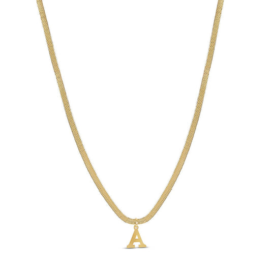 Mesh Chain Initial Letter Necklace – 18k Gold Plated
