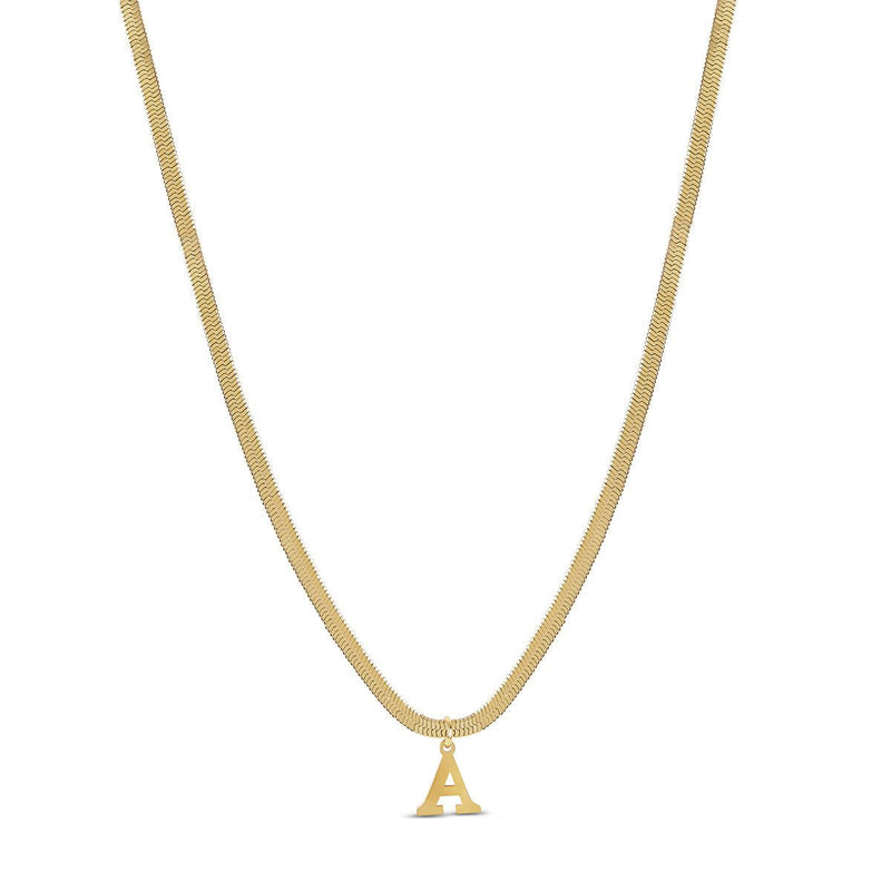 Mesh Chain Initial Letter Necklace – 18k Gold Plated