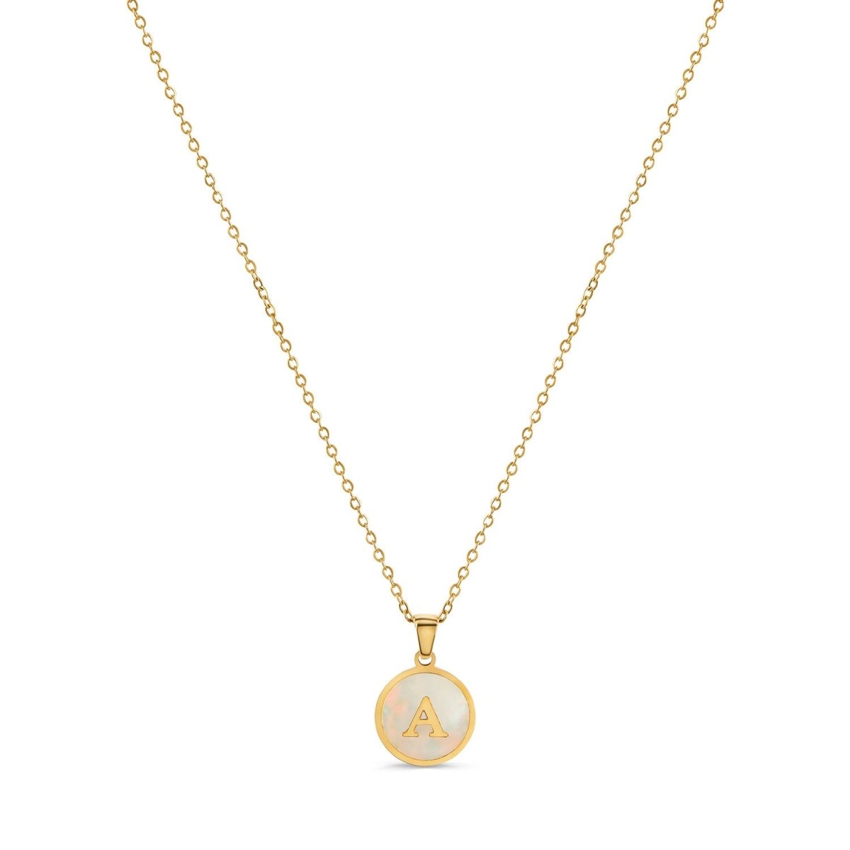 Marble Initial Letter Necklace – 18k Gold Plated