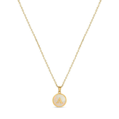 Marble Initial Letter Necklace – 18k Gold Plated