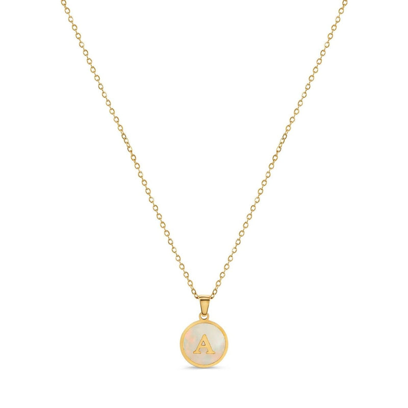 Marble Initial Letter Necklace – 18k Gold Plated