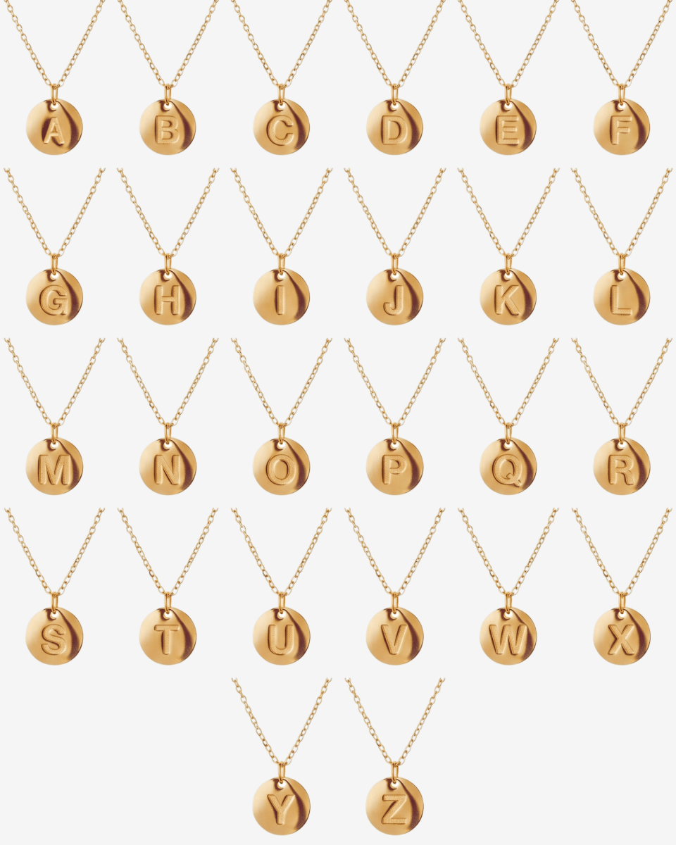 Minimalist Initial Letter Necklace 18k Gold Plated