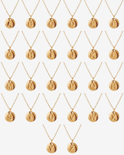 Minimalist Initial Letter Necklace 18k Gold Plated