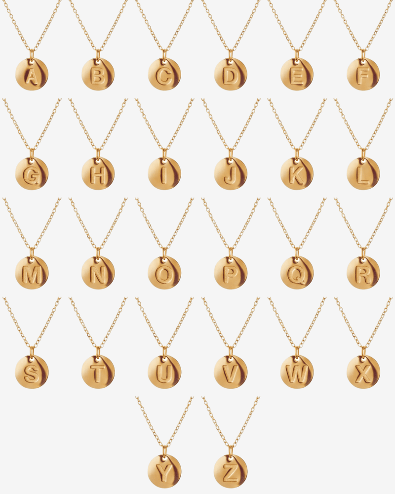 Minimalist Initial Letter Necklace 18k Gold Plated