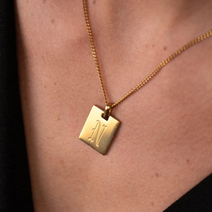 Modern Initial Letter Necklace 18k Gold Plated