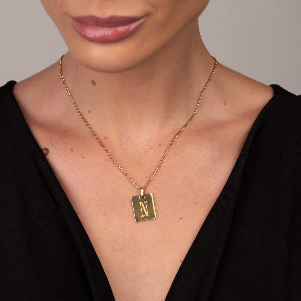 Modern Initial Letter Necklace 18k Gold Plated