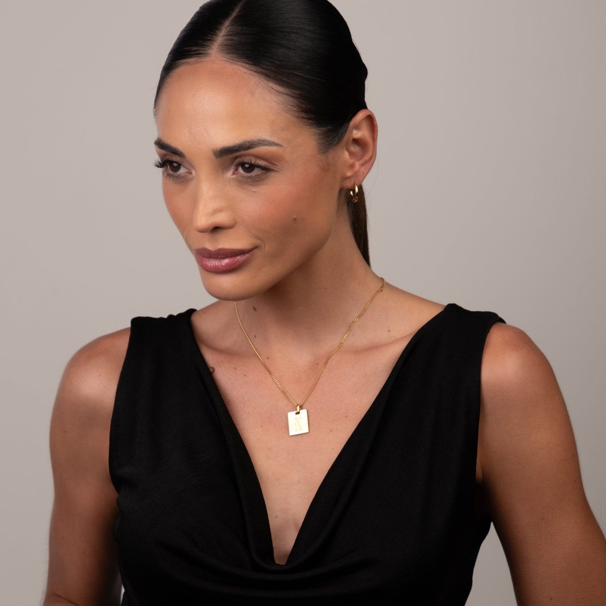 Modern Initial Letter Necklace 18k Gold Plated