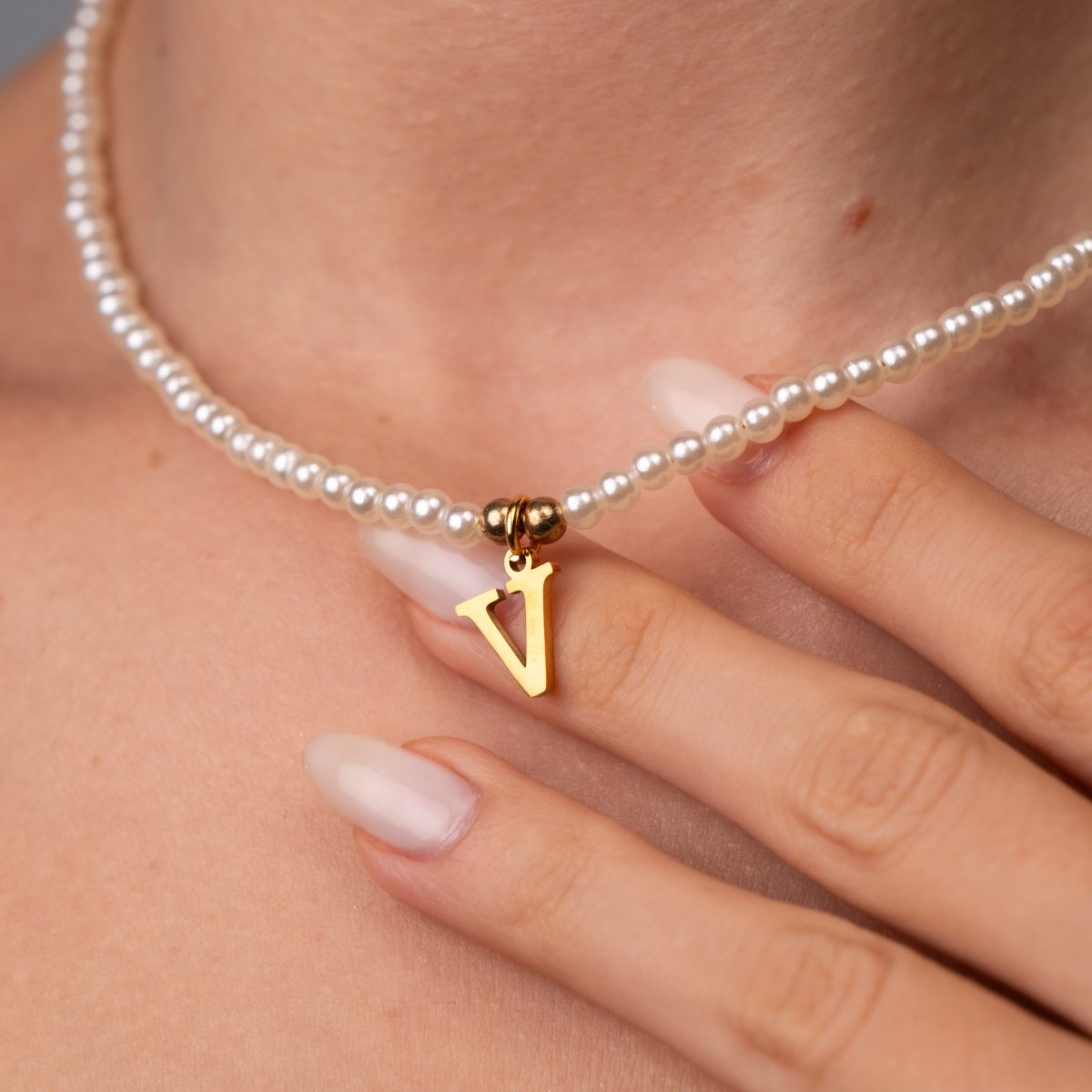 Pearl Initial Letter Necklace – 18k Gold Plated