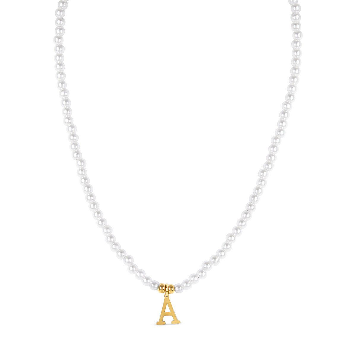 Pearl Initial Letter Necklace – 18k Gold Plated
