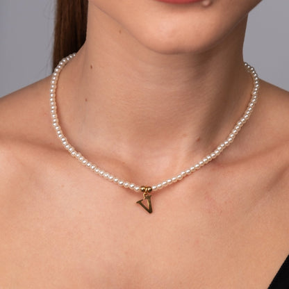 Pearl Initial Letter Necklace – 18k Gold Plated