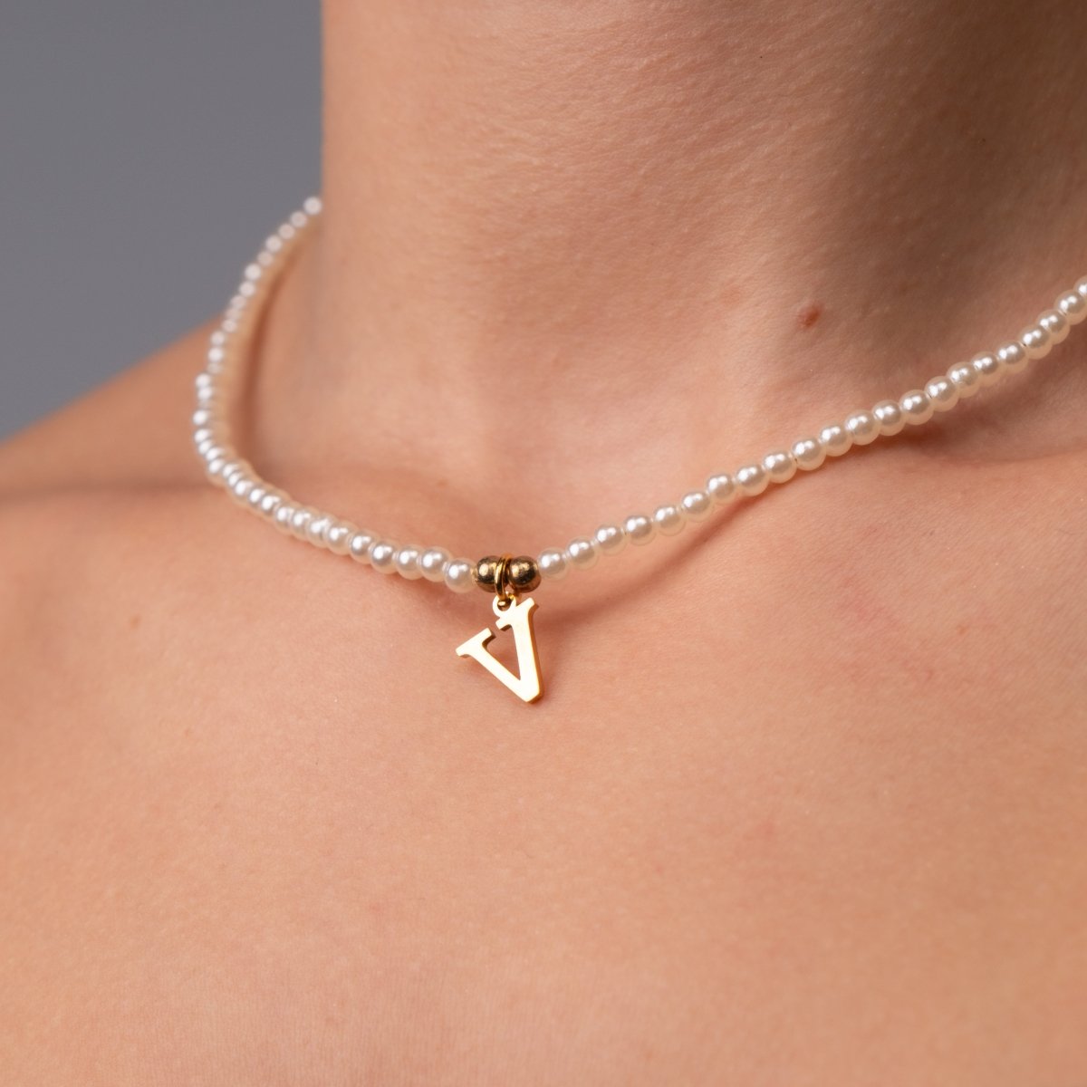 Pearl Initial Letter Necklace – 18k Gold Plated