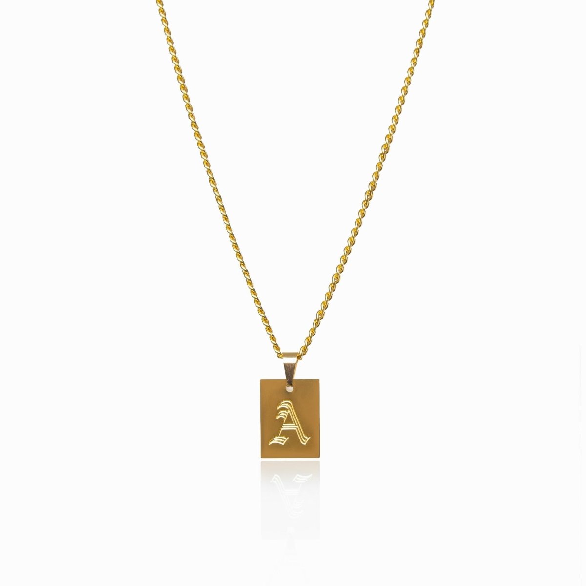Modern Initial Letter Necklace 18k Gold Plated