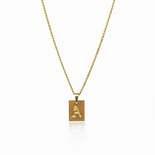 Modern Initial Letter Necklace 18k Gold Plated