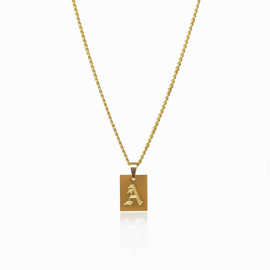 Modern Initial Letter Necklace 18k Gold Plated