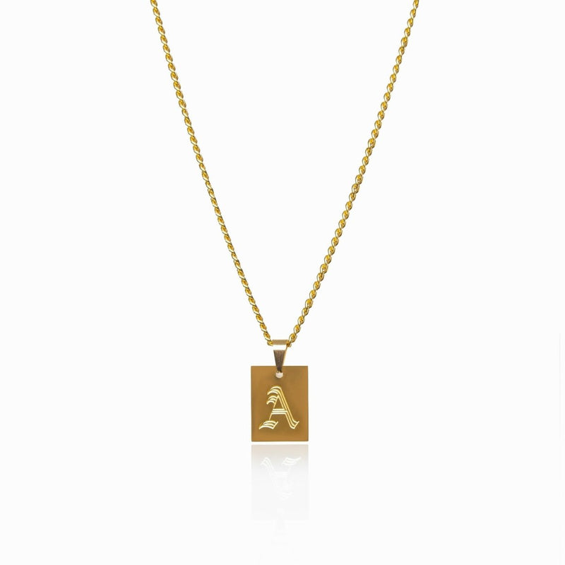 Modern Initial Letter Necklace 18k Gold Plated