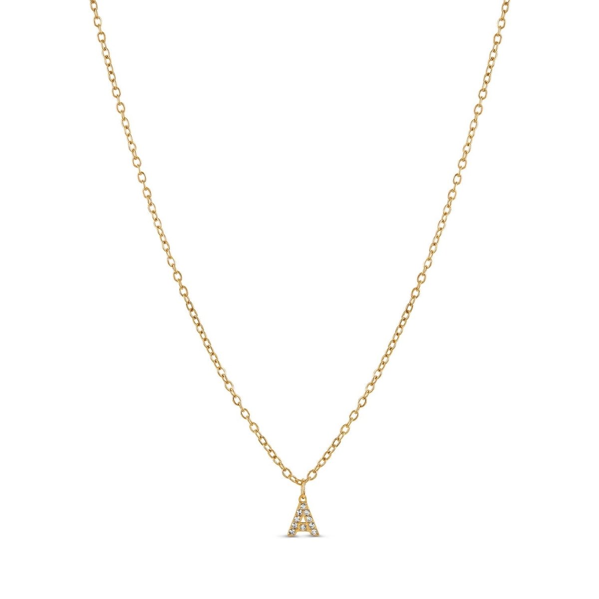 Stone Initial Letter Necklace – 18k Gold Plated