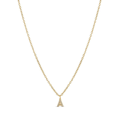 Stone Initial Letter Necklace – 18k Gold Plated