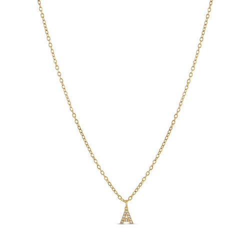 Stone Initial Letter Necklace – 18k Gold Plated
