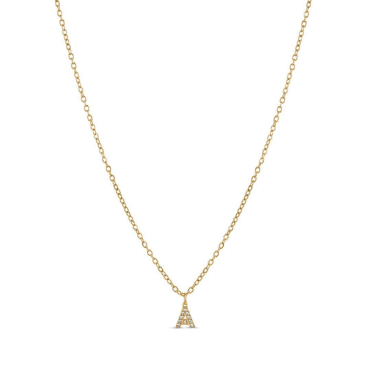 Stone Initial Letter Necklace – 18k Gold Plated