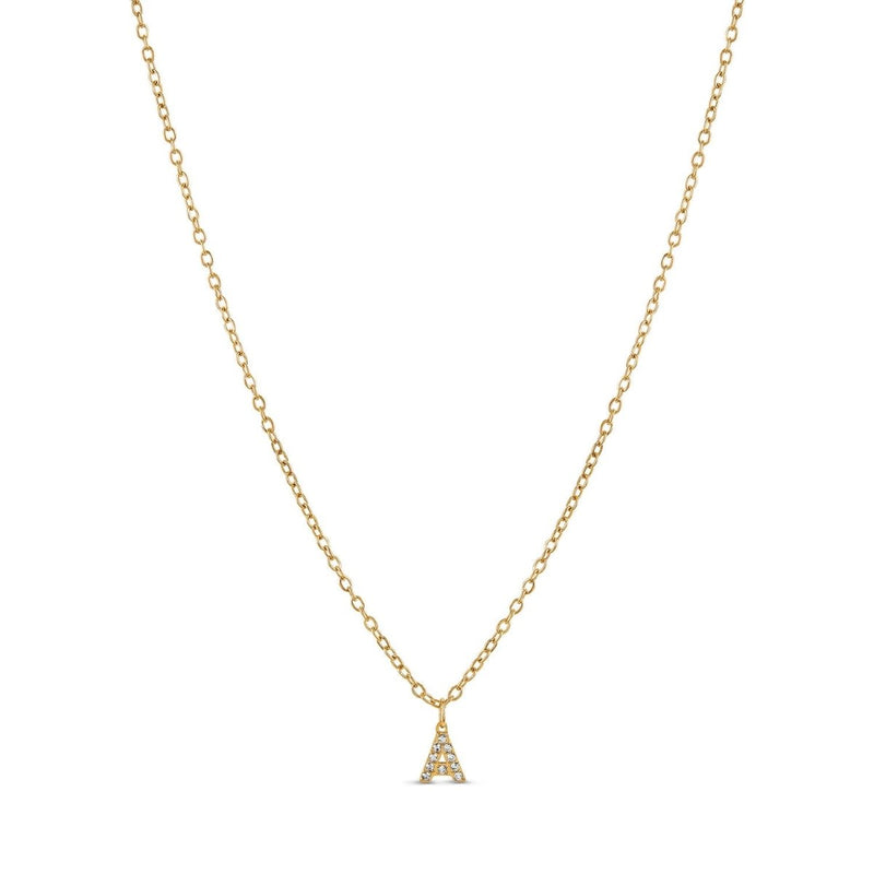 Stone Initial Letter Necklace – 18k Gold Plated