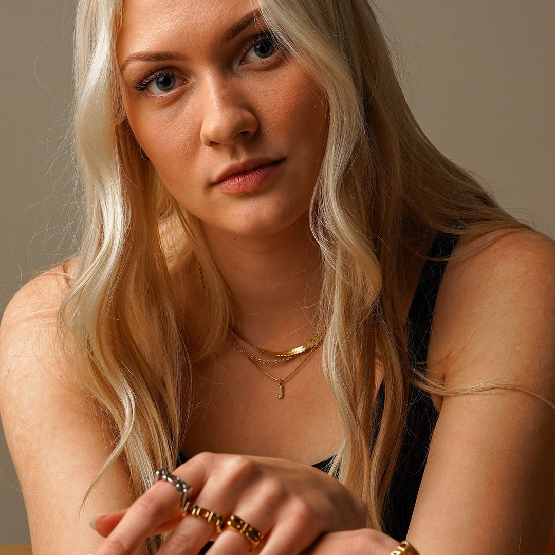 Initial Letter Necklace with Zirconia 18k Gold Plated