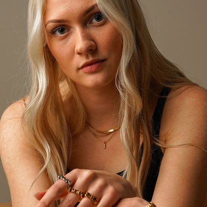 Initial Letter Necklace with Zirconia 18k Gold Plated