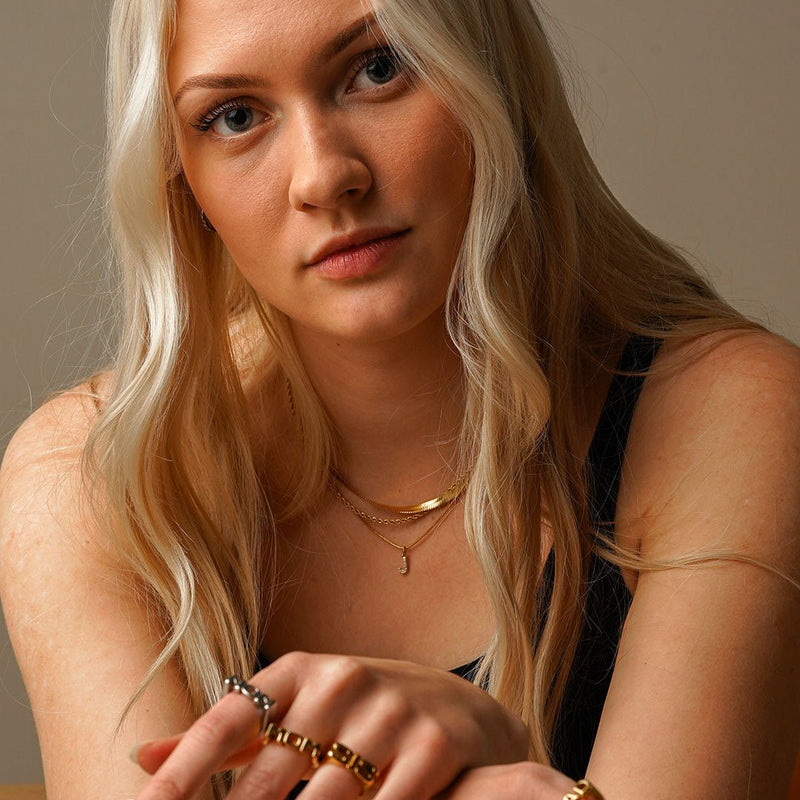 Initial Letter Necklace with Zirconia 18k Gold Plated