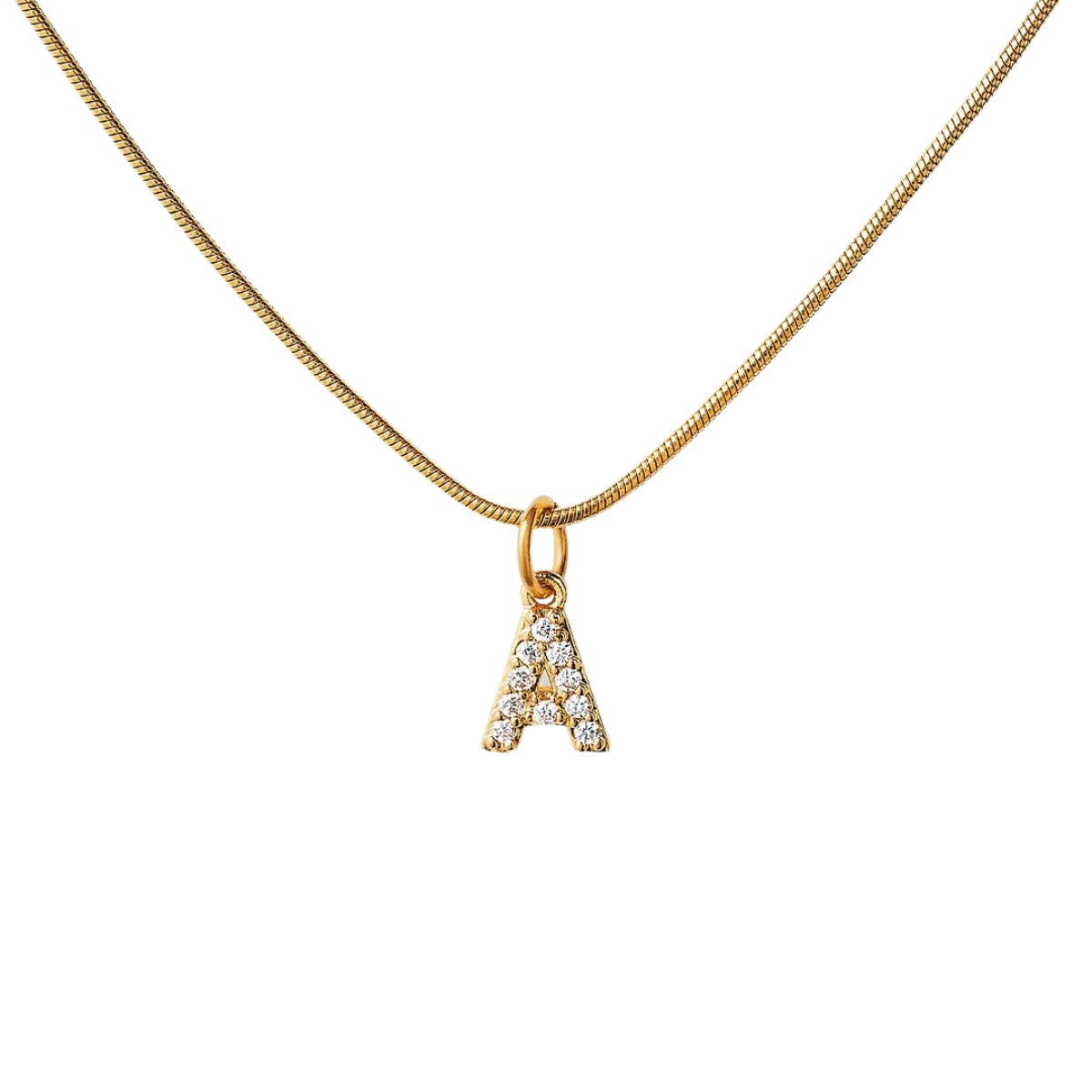 Initial Letter Necklace with Zirconia 18k Gold Plated