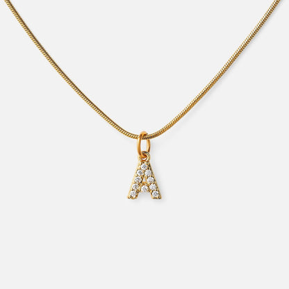 Initial Letter Necklace with Zirconia 18k Gold Plated