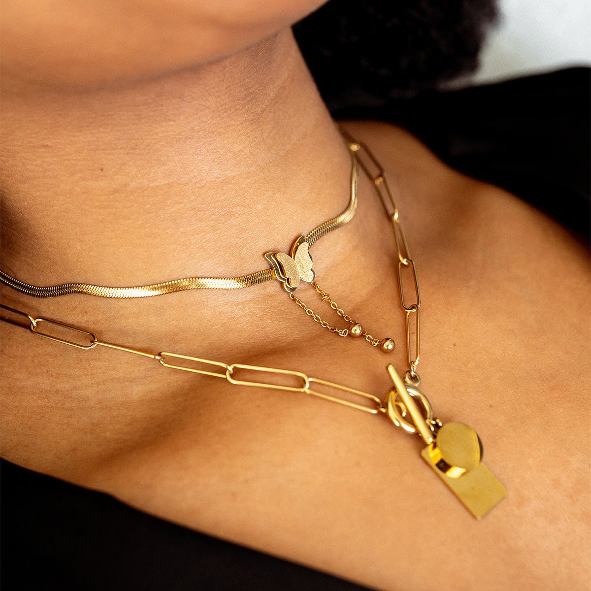 Free Butterfly Mesh Necklace 18k Gold Plated