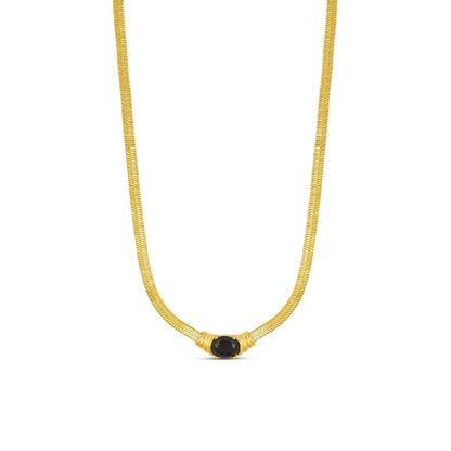 Onyx Stone Mesh Necklace 18k Gold Plated