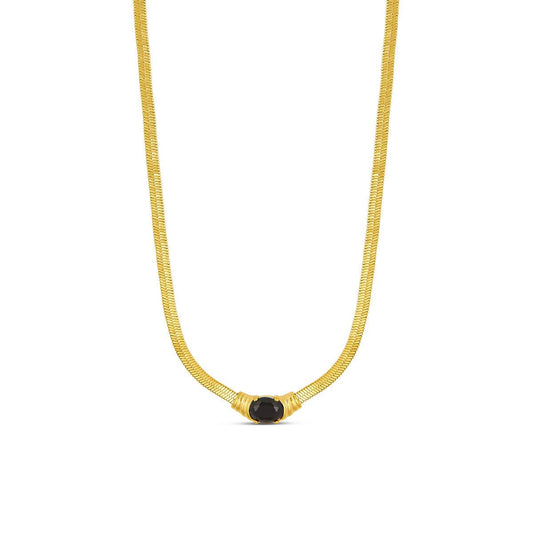 Onyx Stone Mesh Necklace 18k Gold Plated