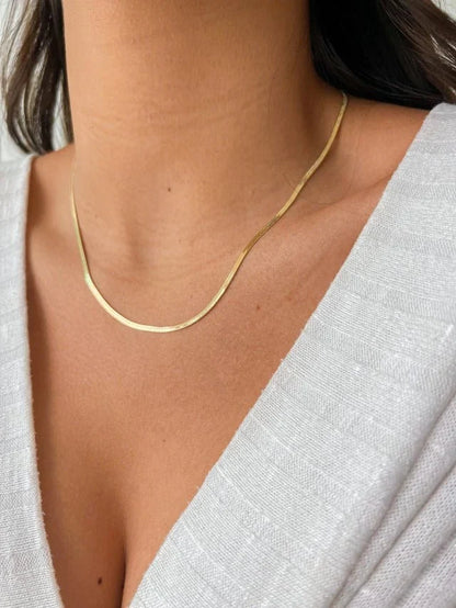 Thin Snake Chain Necklace 2mm - 18k Gold Plated
