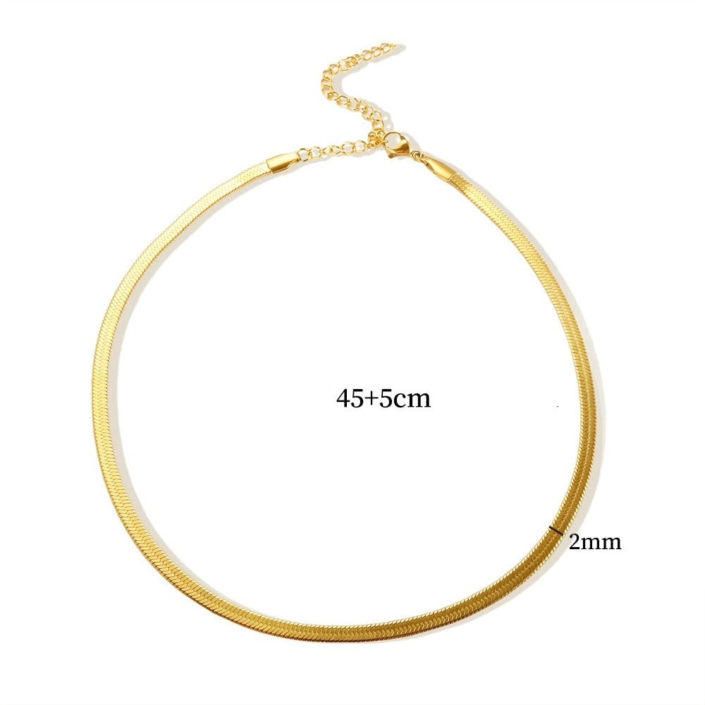 Thin Snake Chain Necklace 2mm - 18k Gold Plated
