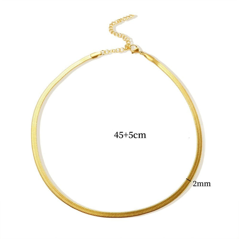 Thin Snake Chain Necklace 2mm - 18k Gold Plated