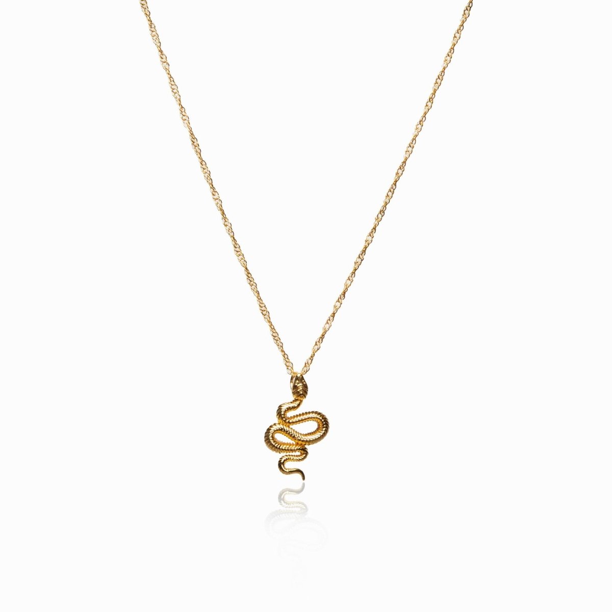 Serpent Pendant Necklace 18k Gold Plated