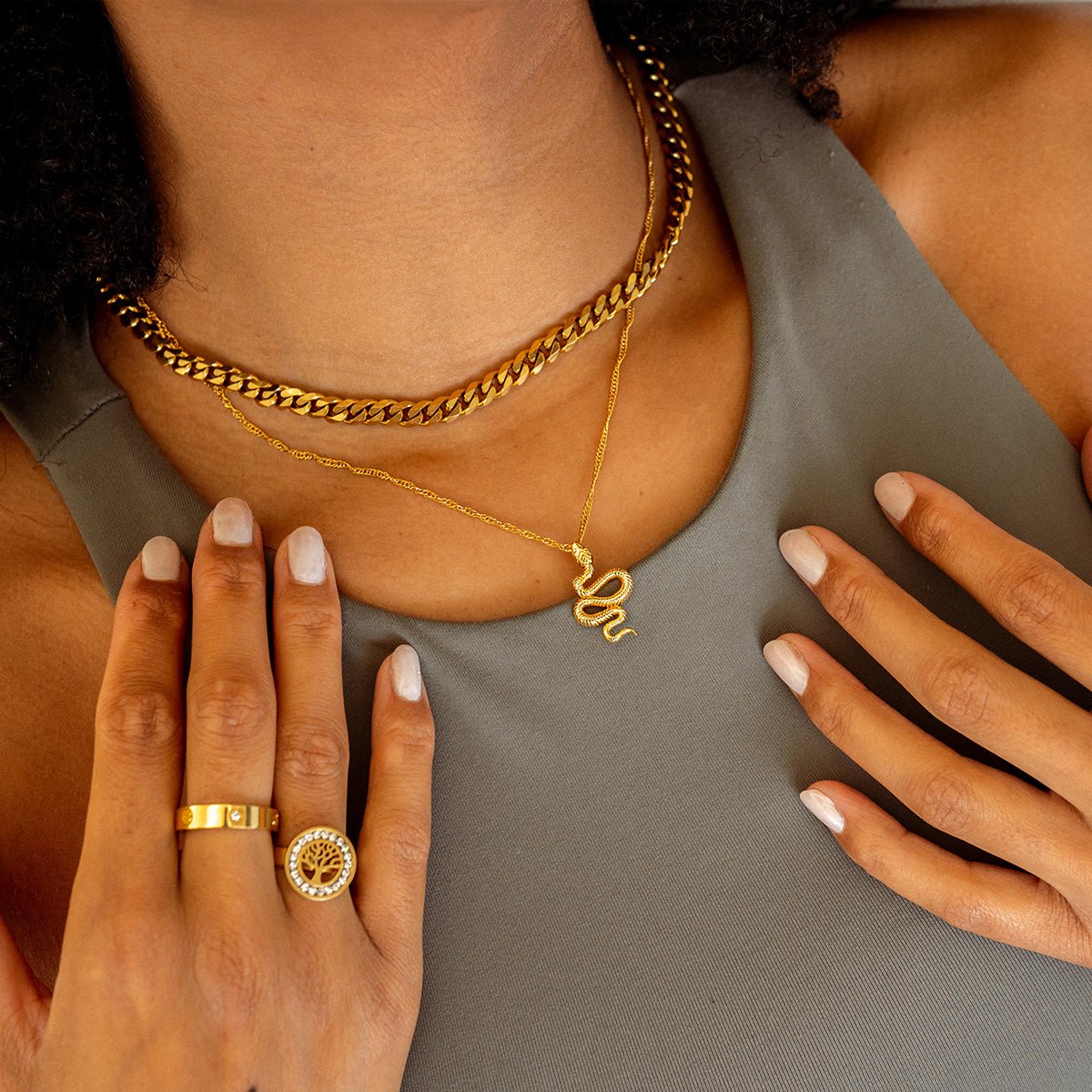 Serpent Pendant Necklace 18k Gold Plated