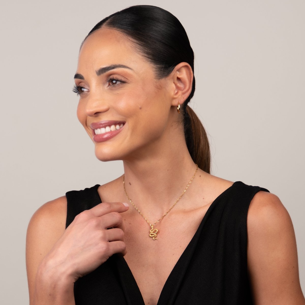 Serpent Pendant Necklace 18k Gold Plated